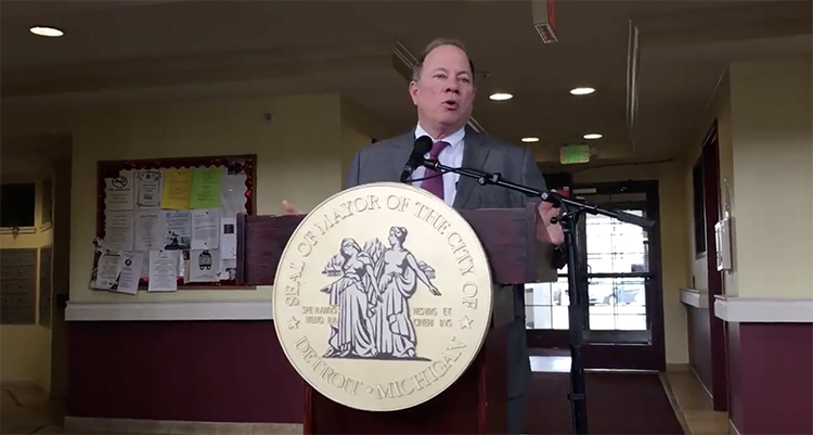 Mayor Mike Duggan announces the partnership that aims to preserve affordable housing in Detroit.