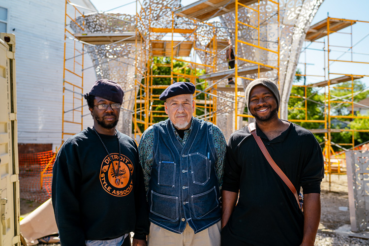 Jamii Tata, resident CEO of Oakland Avenue Artists Coalition, Roger Robinson, and Keviyan Richardson, Community Placemaking Coordinator for Oakland Avenue Artists Coalition.