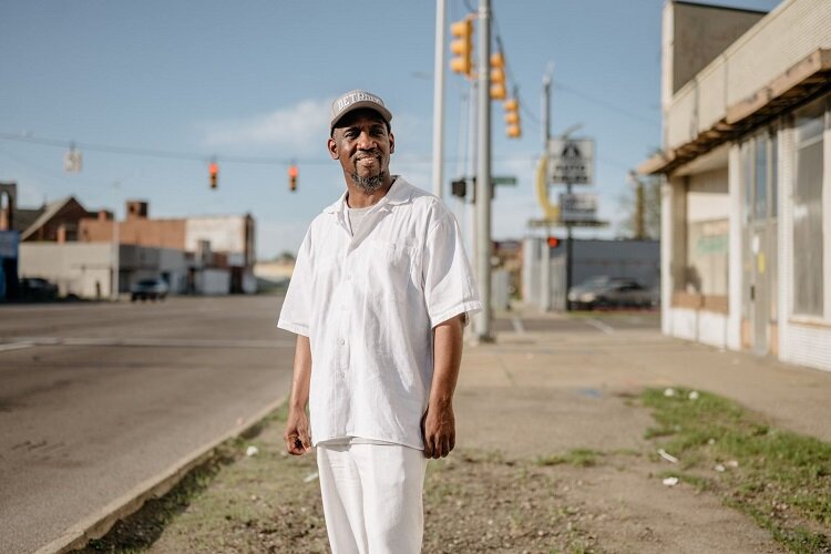 Bishop Daryl Harris walks through Osborn.