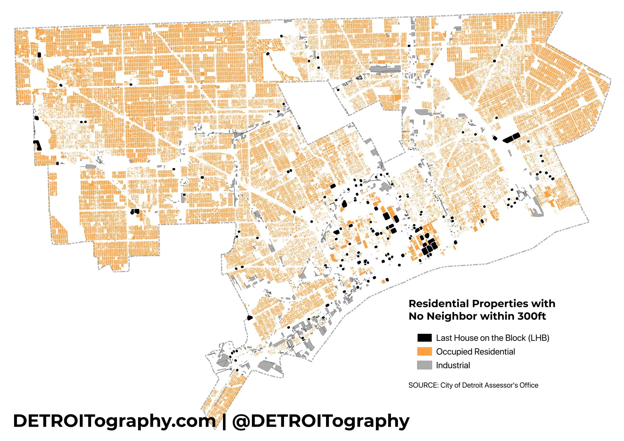 Last houses on the block in Detroit