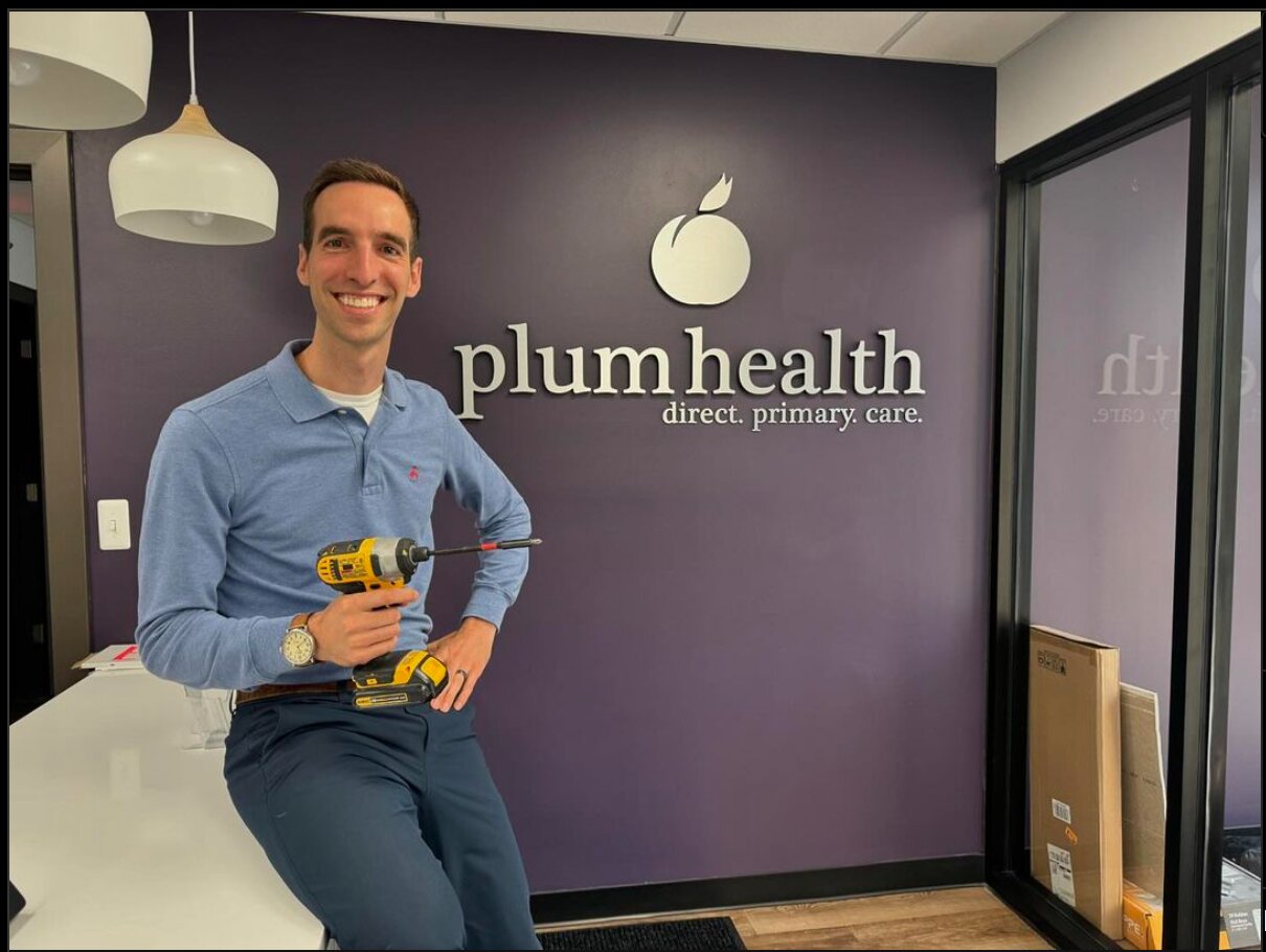 Dr. Paul Thomas celebrates the August 2024 opening of a new Plum Health branch in Royal Oak. He founded the practice in 2016 and this location marks the sixth branch across Michigan.