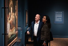 Detroit Mayor Mike Duggan and his wife Dr. Sonia Hasan enjoying "The Art of Dining" exhibit at the DIA.