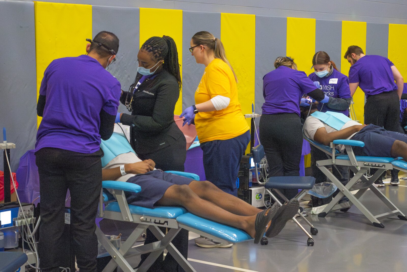 The MedWish MedWorks dental clinic at the juvenile detention center addresses urgent dental needs, with volunteer dentists and medical professionals performing a mix of emergency procedures and general oral health exams.