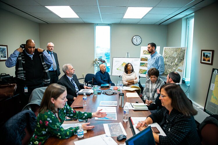 Partners meeting to plan for the future of the Mill Street Development site. Photo by David Lewinski.