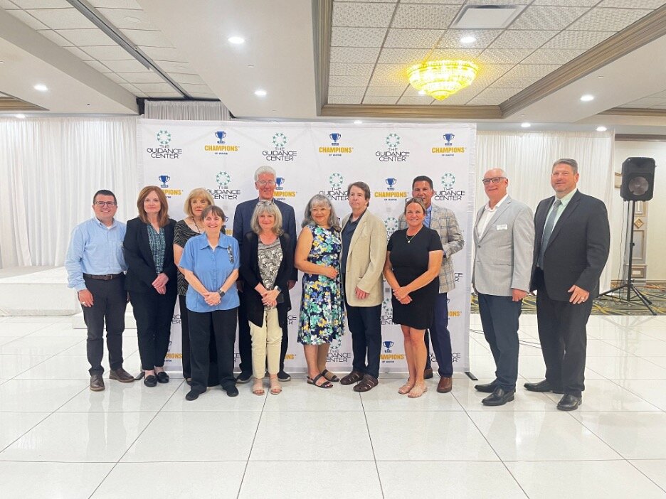 Champions of Wayne funders and leadership, from left to right: Guidance Center Chief Strategy Officer Pasquale Vignola, Guidance Center COO Laura Huot, Patricia Rice from RE/MAX Classic, Wayne Rotary Foundation Chairperson Carol Bevard, Judge Milton 