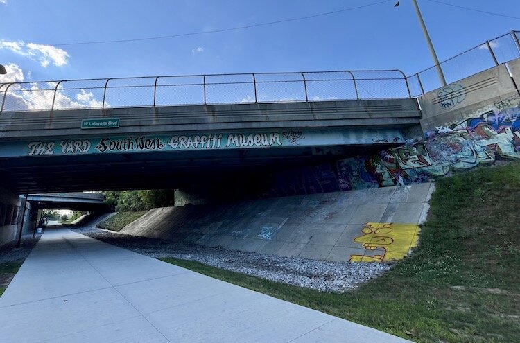 The Southwest Greenway features The Yard Graffiti Museum. Much of Detroit's public art is, or is inspired by, graffiti.  