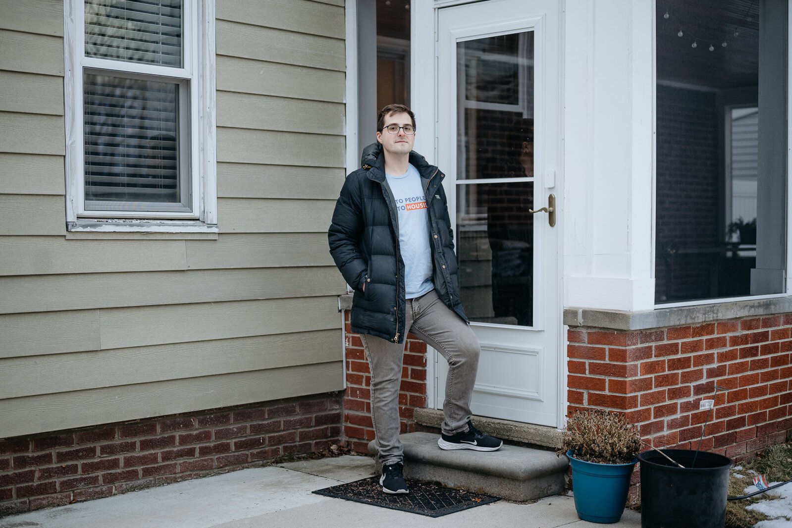 Sean Wolski at his home in Royal Oak. Wolski was inspired to advocate for more housing in Oakland County after struggling to buy a house himself.