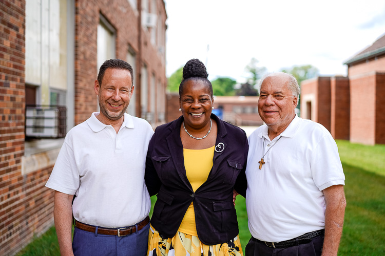 St. Suzanne leadership team: Steve Wasko, Theresa Hunter, and Deacon Chris Remus