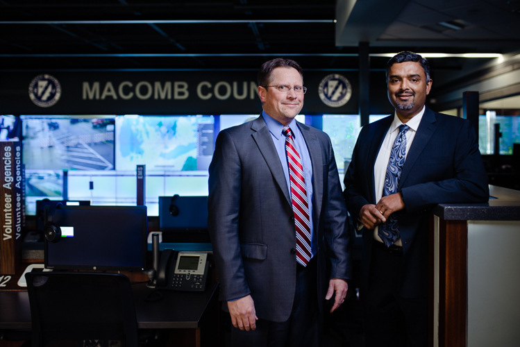 Traffic engineer Adam Merchant and John Abraham, Macomb County Director of Traffic & Roads