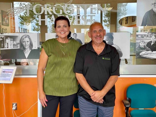 Forgotten Harvest’s Director of Client Services Kelli Kaschimer and Market Manager Larry Sleiman