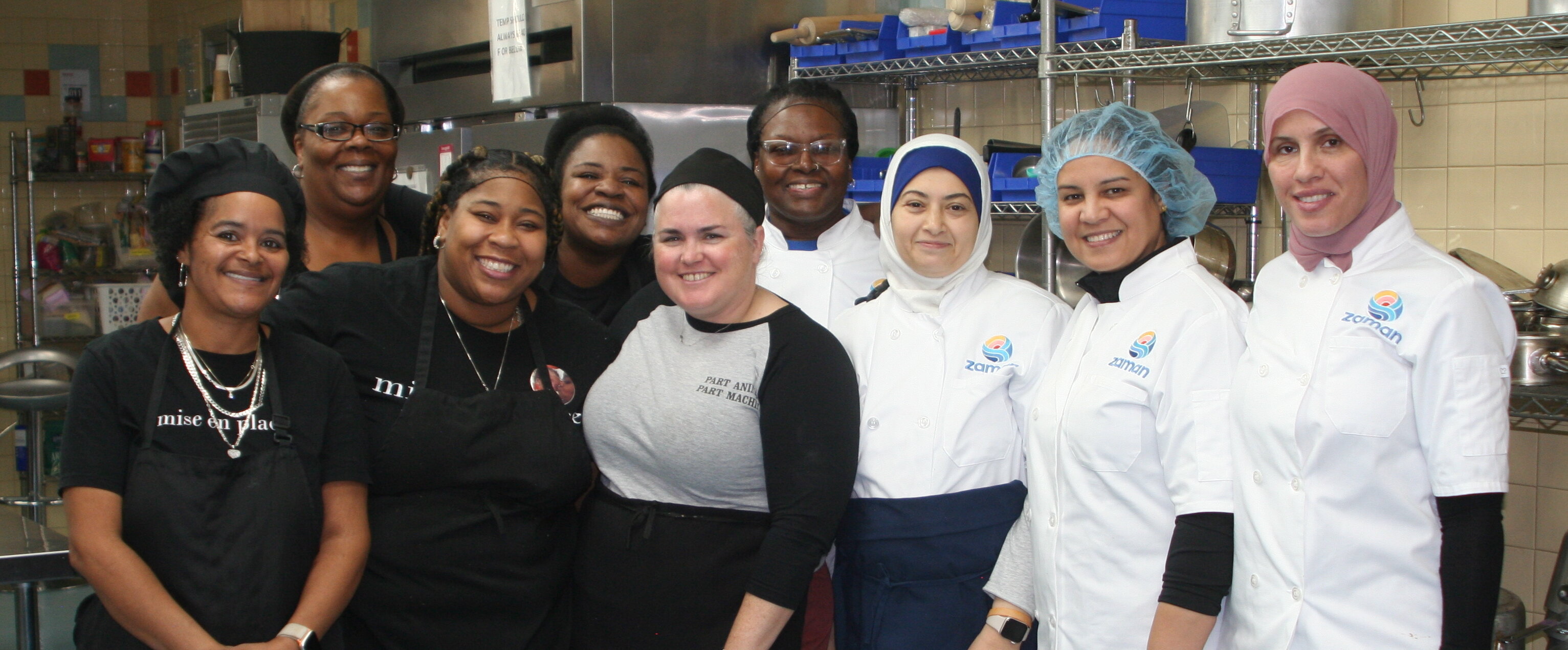 Culinary students and Chef Kim Marks-Ball at Zaman International in Inkster