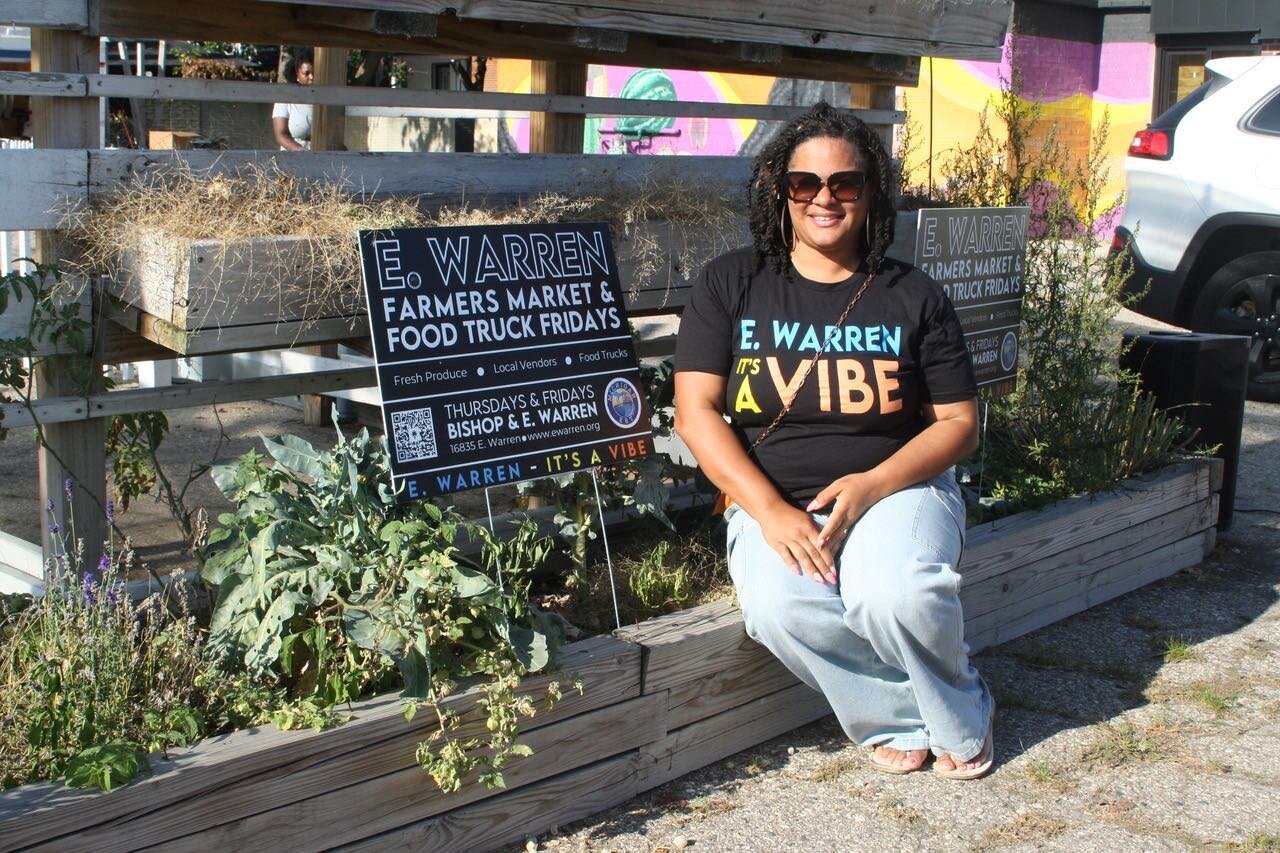 Brie’Ann Bell coordinates the summer farmers market along the E. Warren Ave. commercial corridor 