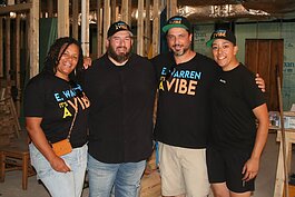 Left to Right in the future E. Warren Commercial Kitchen: Brie’Ann Bell, Markets and Activation Coordinator; Joe Rashid, Executive Director; Nate Kepinski, Market Associate; Diana Gomez, Commercial Kitchen Manager and Chef and Owner of Taco Hernandez