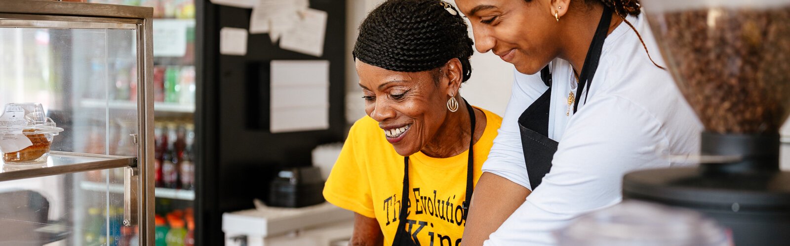 Deborah Myles working at The Commons Coffee Bar & Coin Laundry on Detroit’s east side